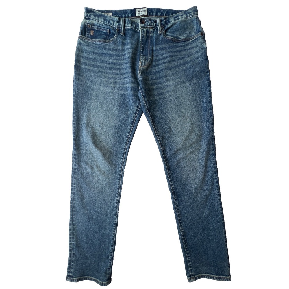 Todd Snyder Jeans 32x32 Mens Whiskered Blue Denim Slim Fit Stretch 5-Pocket